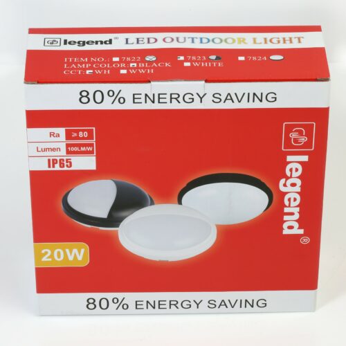 20W LED OUTDOOR BULKHEAD WATERPROO -7823-BK